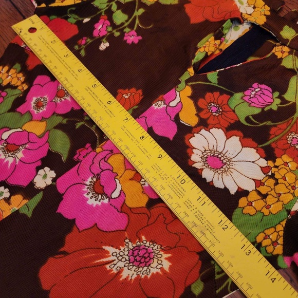 Vintage 60’s-70’s retro mod flower belted maxi dress - Picture 6 of 14